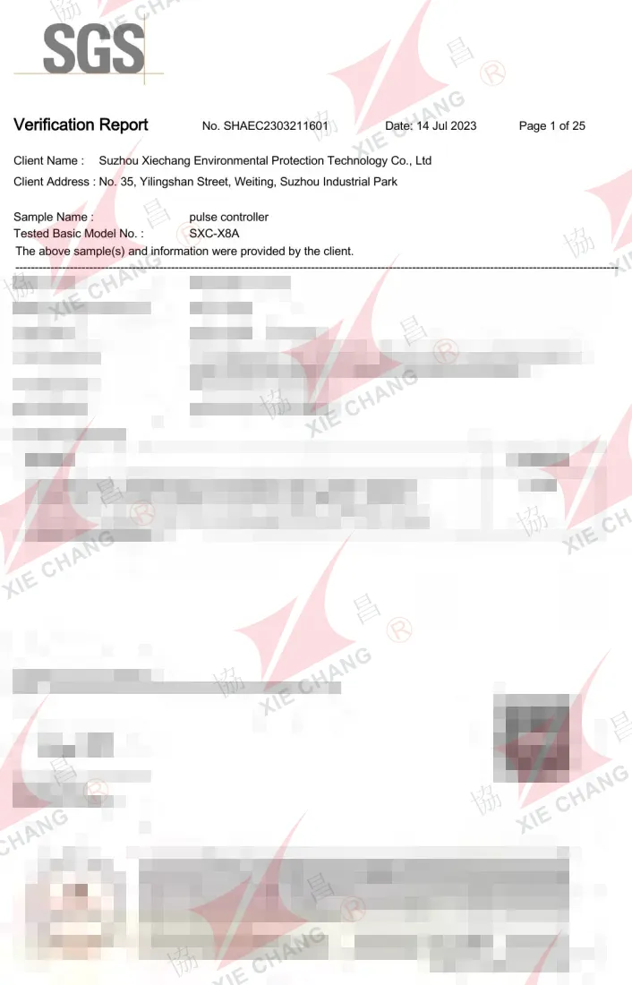 Relatório de verificação China RoHS — Controlador de pulso SXC-X8A