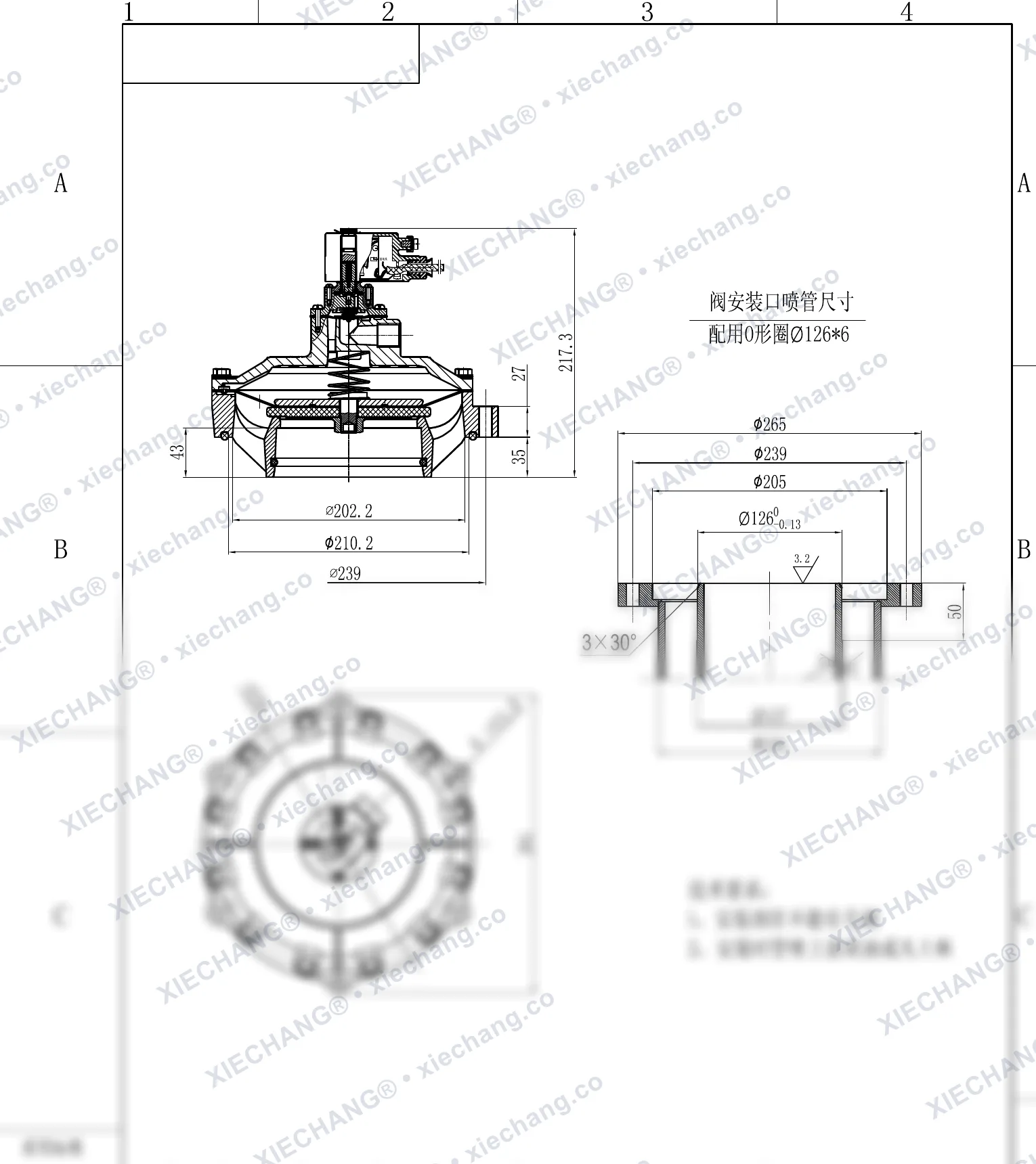 DCF-F-Y-115S · 4.5" · válvula de pulso submersa/imersa à prova de explosão — Desenho de instalação