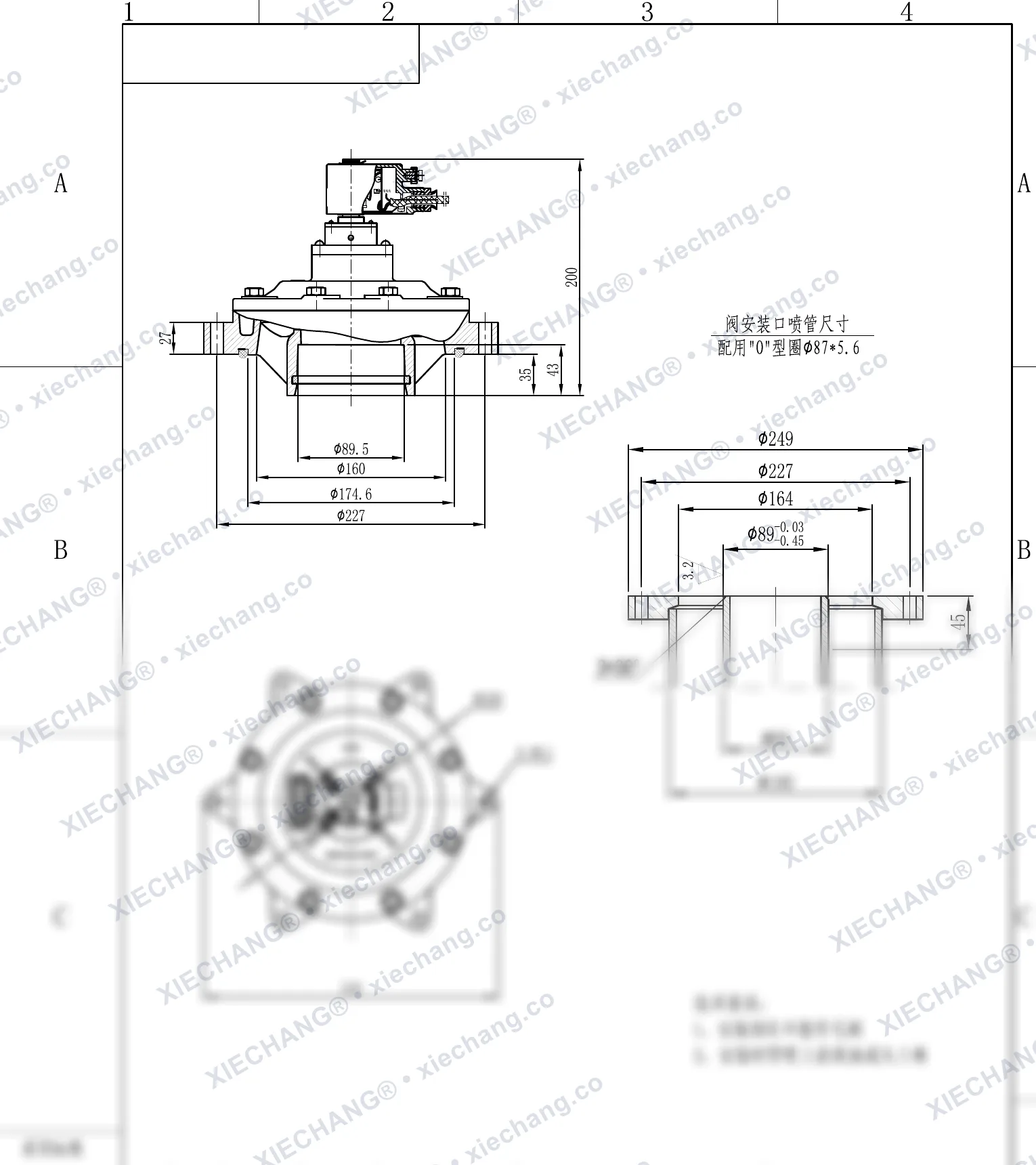 DCF-F-Y-76S(O-ring padrão) · 3" · válvula de pulso submersa/imersa à prova de explosão — Desenho de instalação