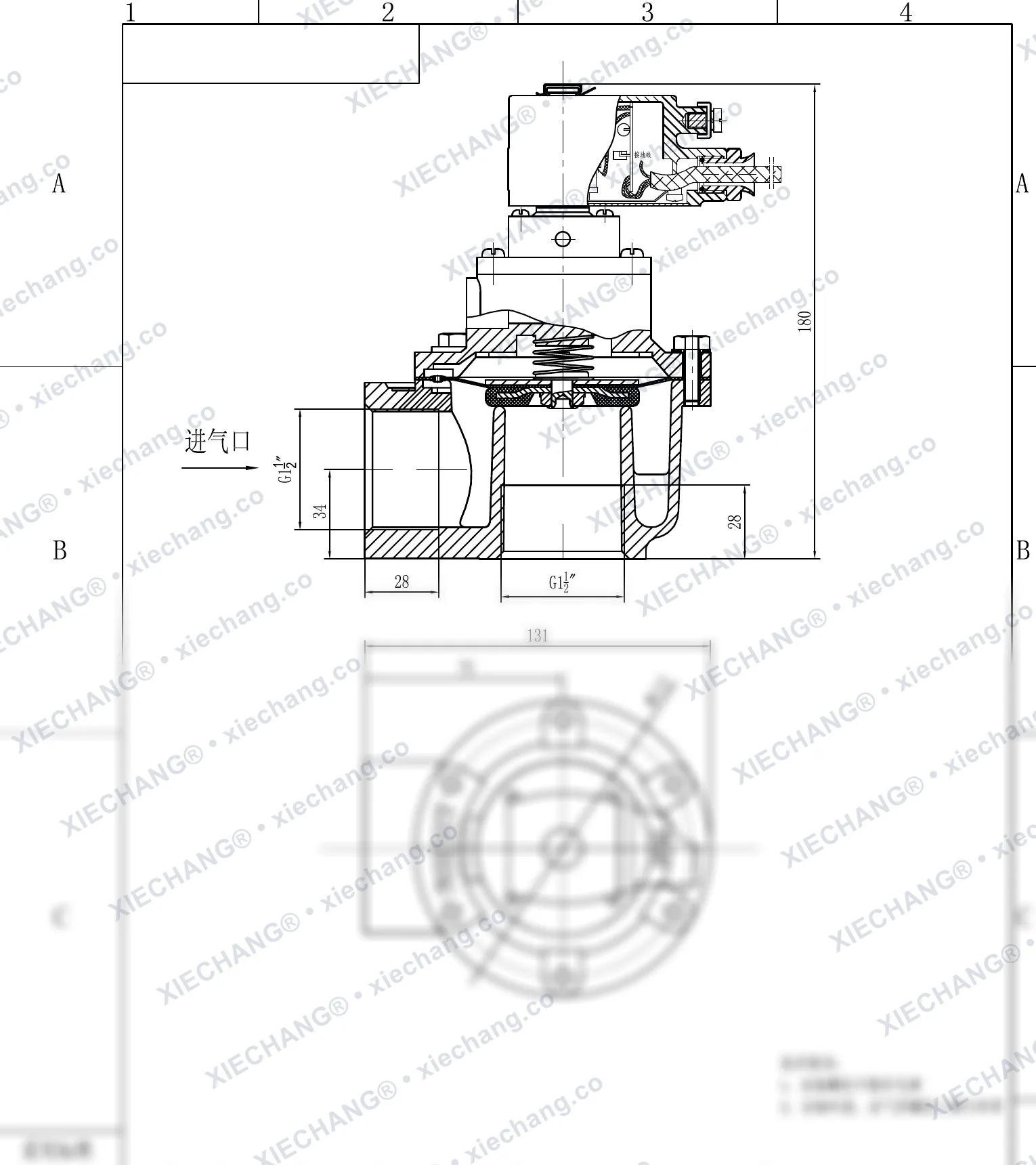 DCF-F-Z-40S · 1½" (DN40) · válvula de pulso de ângulo reto à prova de explosão — Desenho de instalação
