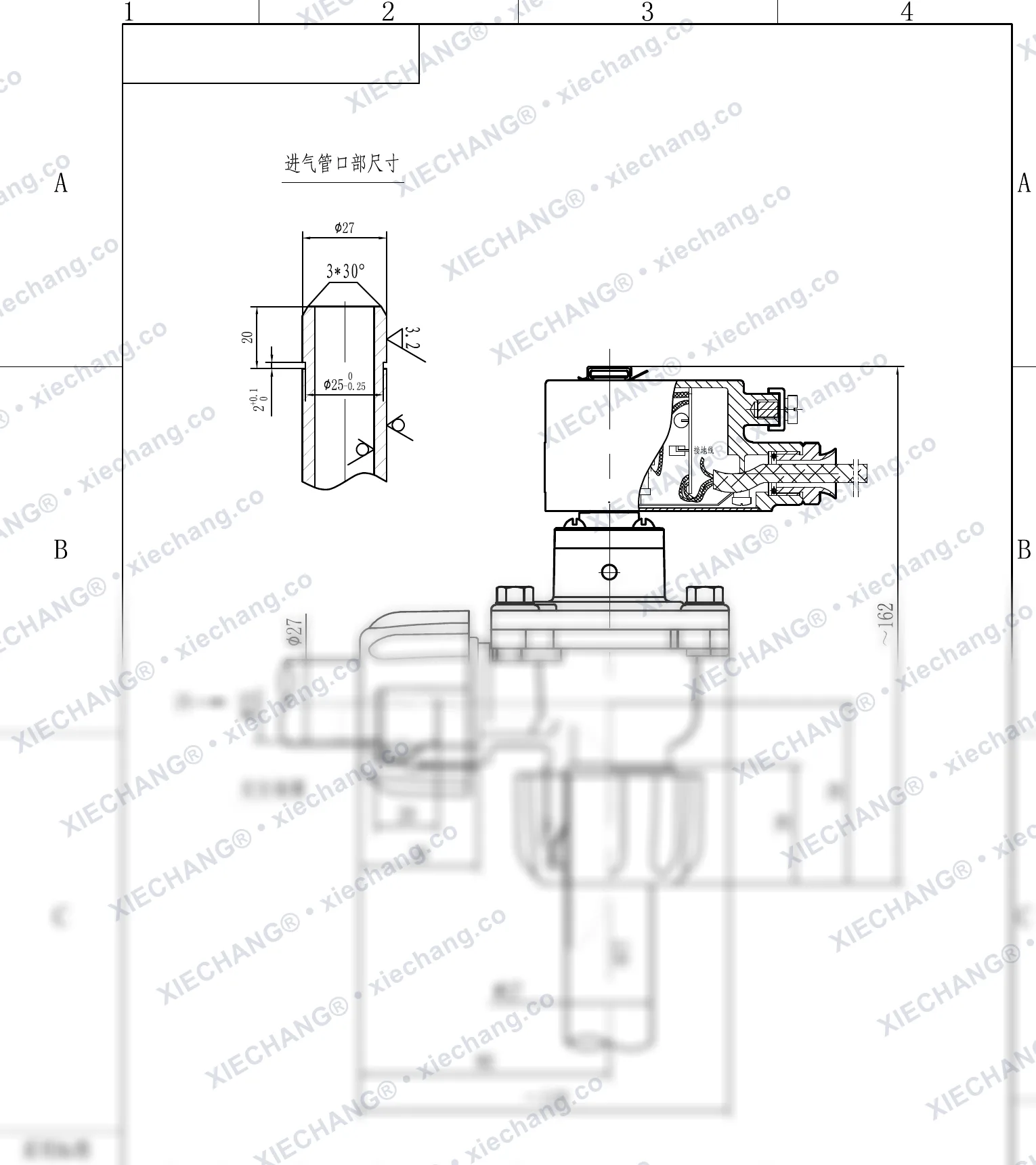 DCF-F-ZM-20 · 3/4" · válvula de pulso de ângulo reto com rosca externa (macho) à prova de explosão — Desenho de instalação