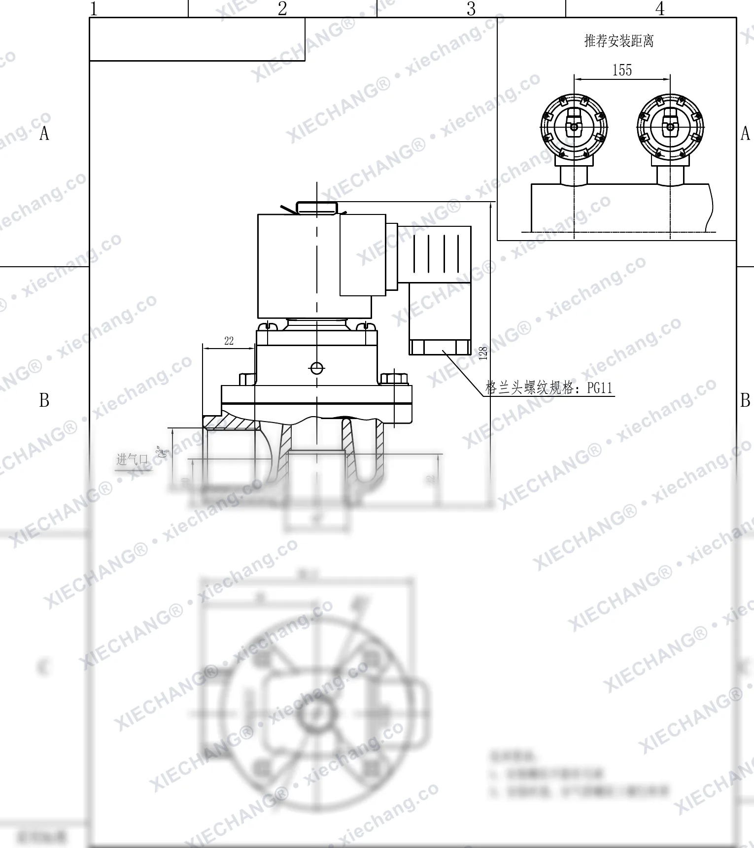 DCF-Z-20 · 3/4" · válvula de pulso de ângulo reto — Desenho de instalação