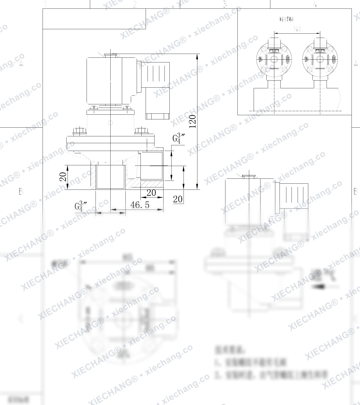 DCF-Z-20-C(304) · 3/4" · válvula de pulso de ângulo reto — Desenho de instalação