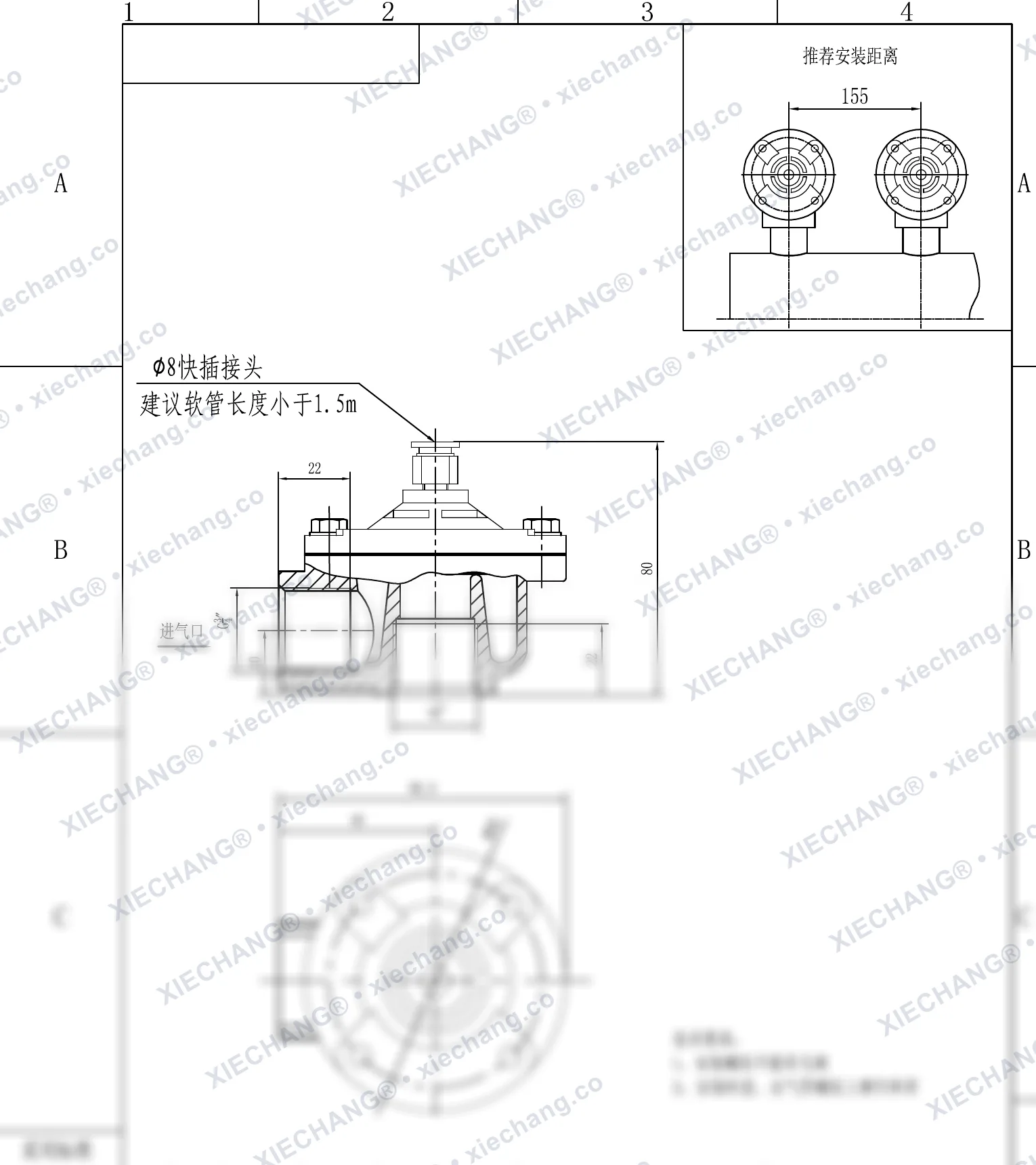DCF-Z-20-DXK · 3/4" · válvula de pulso de ângulo reto — Desenho de instalação
