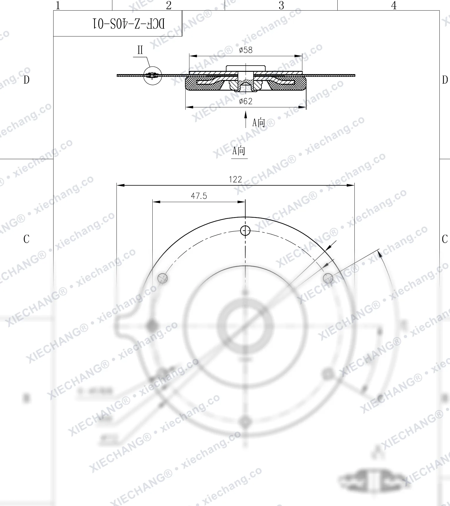 DCF-Z-40S-01 · DN40 — Desenho de montagem