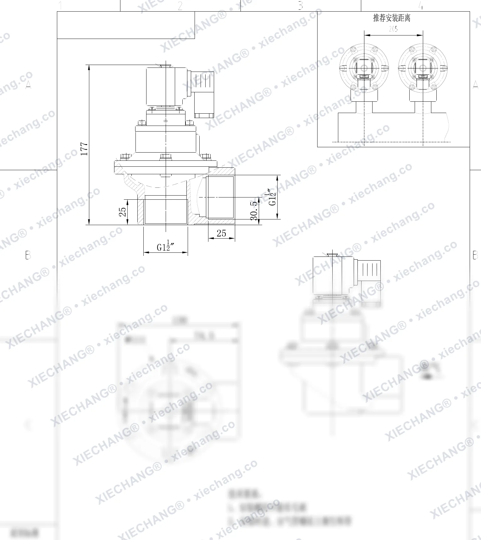 DCF-Z-40S-C · 1½" · válvula de pulso de ângulo reto — Desenho de instalação