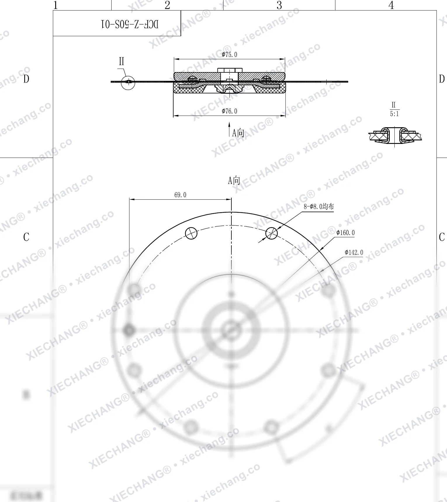DCF-Z-50S-01 · DN50 — Desenho de montagem