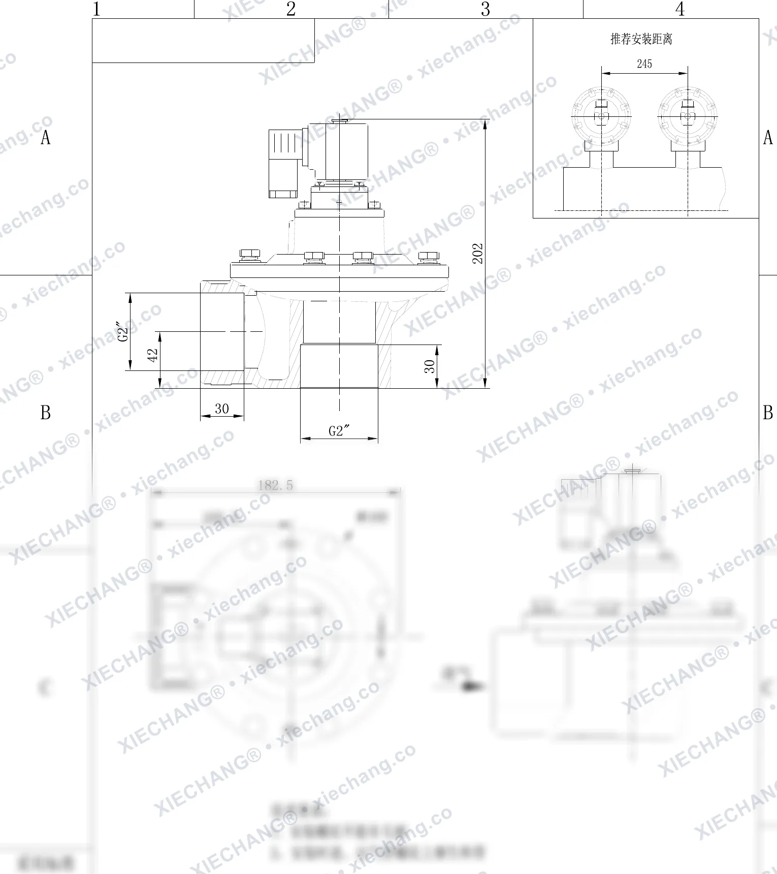 DCF-Z-50S-C · 2" · válvula de pulso de ângulo reto — Desenho de instalação