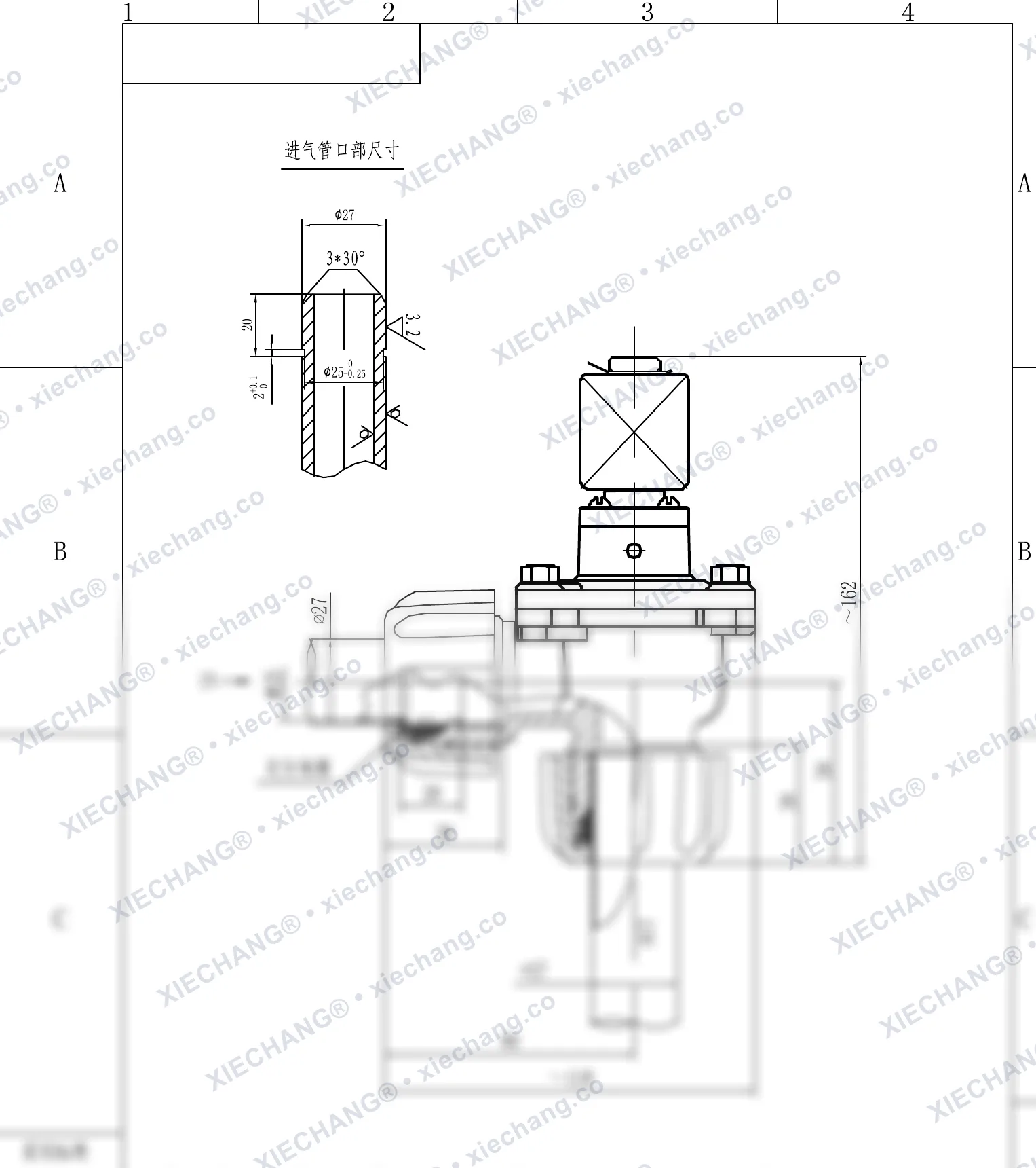 DCF-ZM-20 · 3/4" · válvula de pulso de ângulo reto com rosca externa (macho) — Desenho de instalação