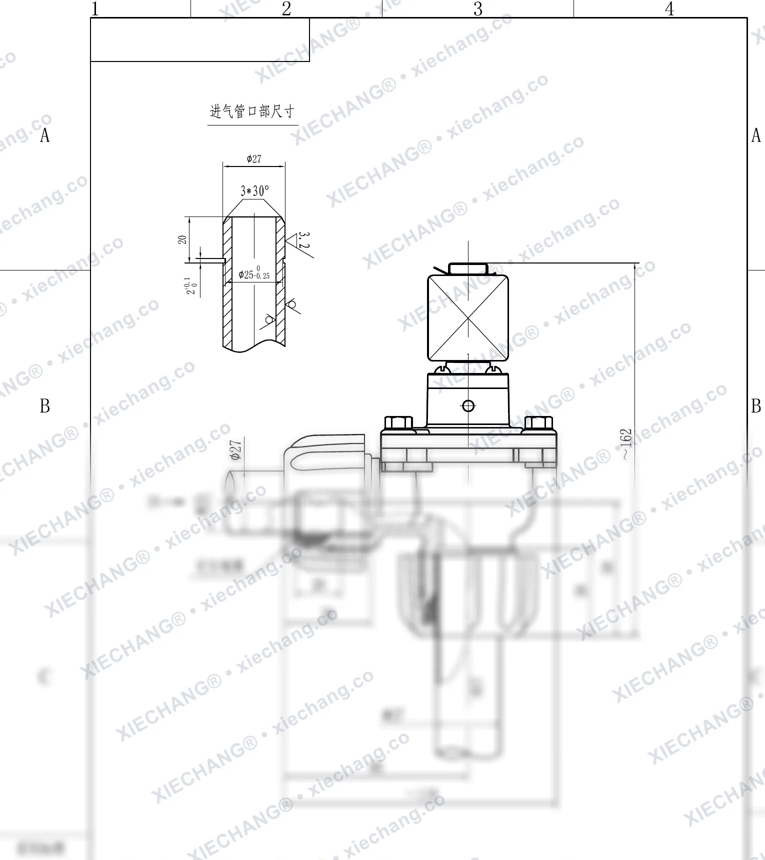 DCF-ZM-20 · 3/4" · válvula de pulso de ângulo reto com rosca externa (macho) — Desenho de instalação