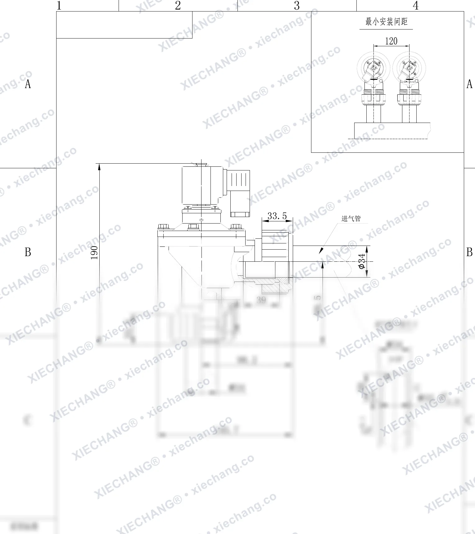 DCF-ZM-25-C · 1" · válvula de pulso com rosca externa (macho) — Desenho de instalação