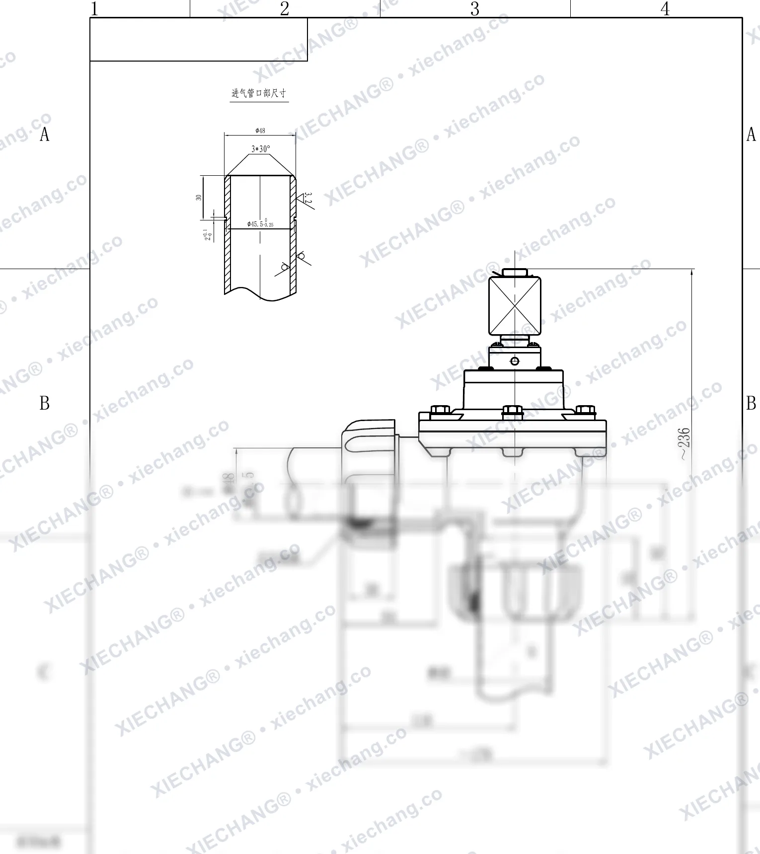 DCF-ZM-40S · 1½" · válvula de pulso de ângulo reto com rosca externa (macho) — Desenho de instalação