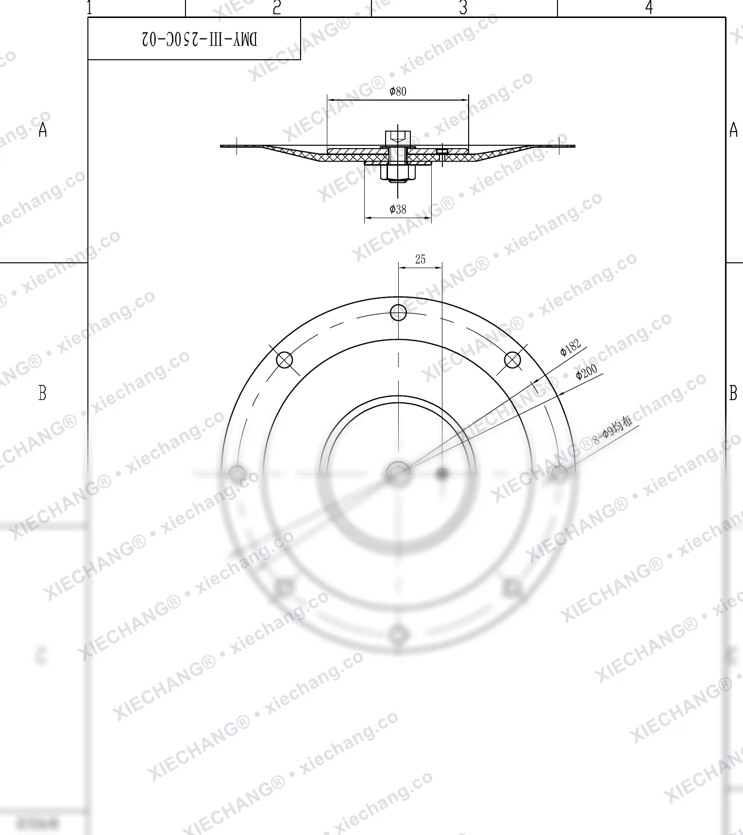 DMY-Ⅲ-250C-02 · DN250 · conjunto de diafragma (2º estágio / secundário, 10 polegadas) — Desenho de montagem