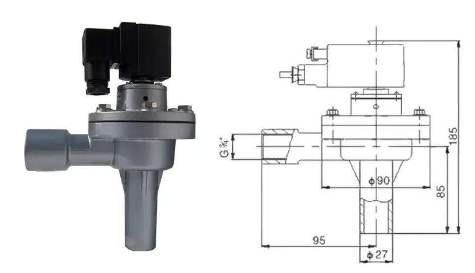 Válvula de pulso de ângulo reto DCF-2L-B